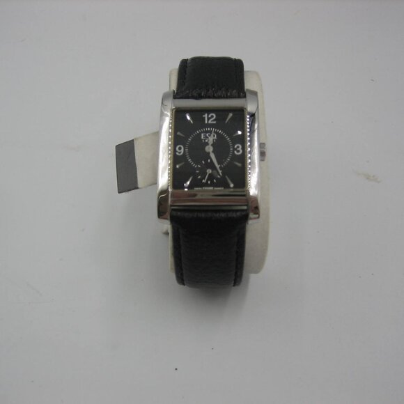Men's ESQ Swiss Quartz Watch with Black Leather Band Stainless Steel NEW READ - Picture 1 of 14